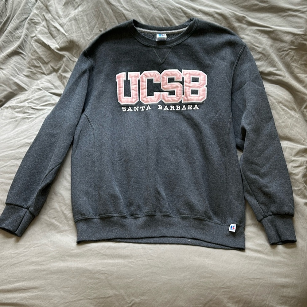 UCSB Dark Grey Crewneck Sweatshirt with Pink Lettering